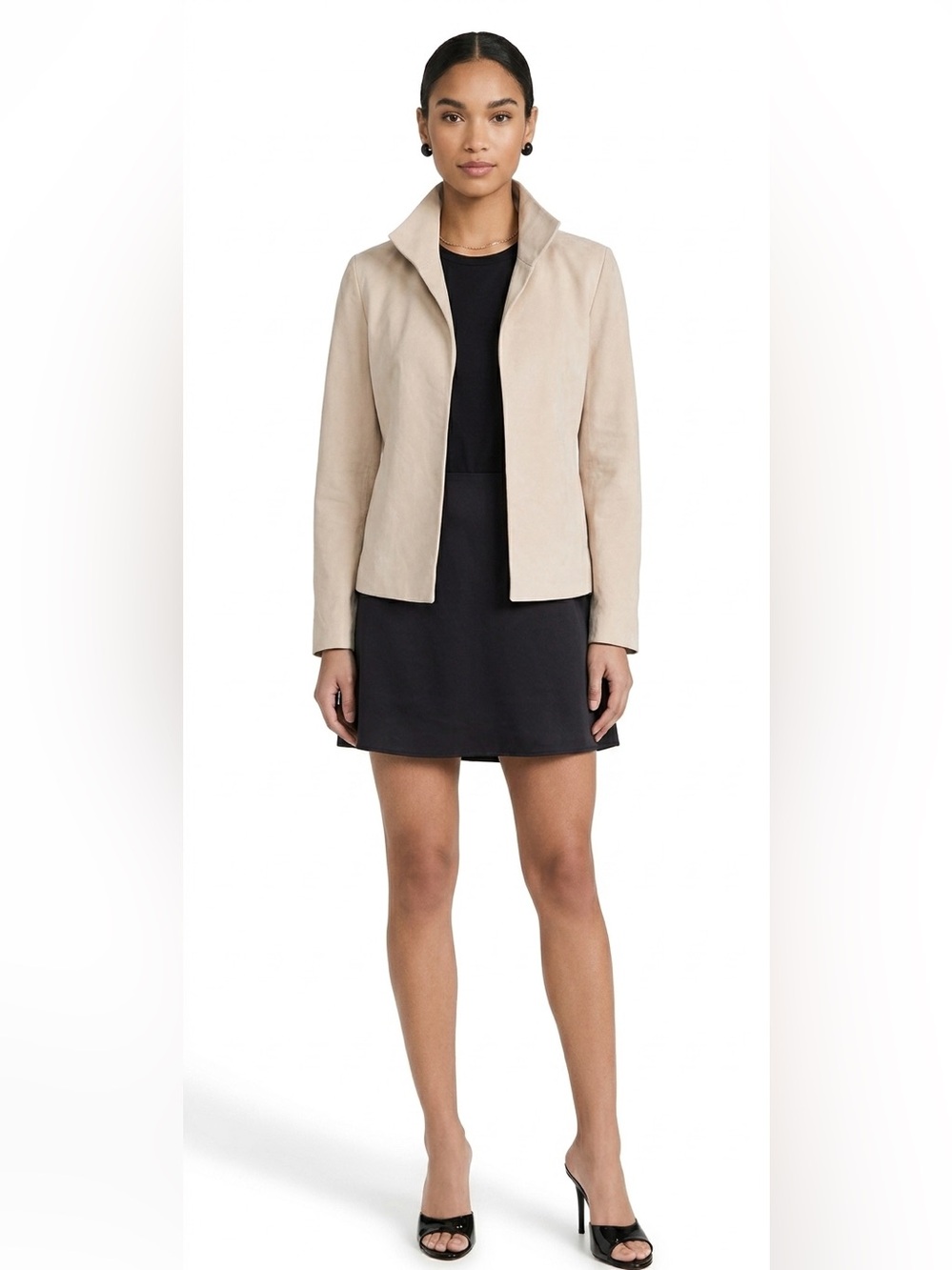 Cesare Fabbri Quiet Luxury Light Beige Cotton Silk Small Women's Collar Jacket